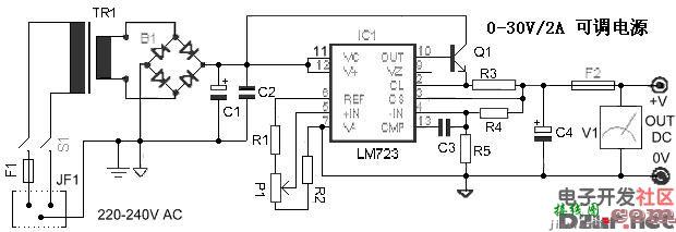 LM723组成的可调稳压电源电路  第1张