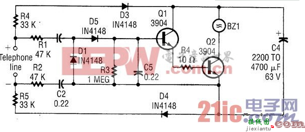 电话铃声放大器电路图  第1张