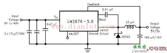 基于LM2676的输出开关型稳压电源原理图  第1张