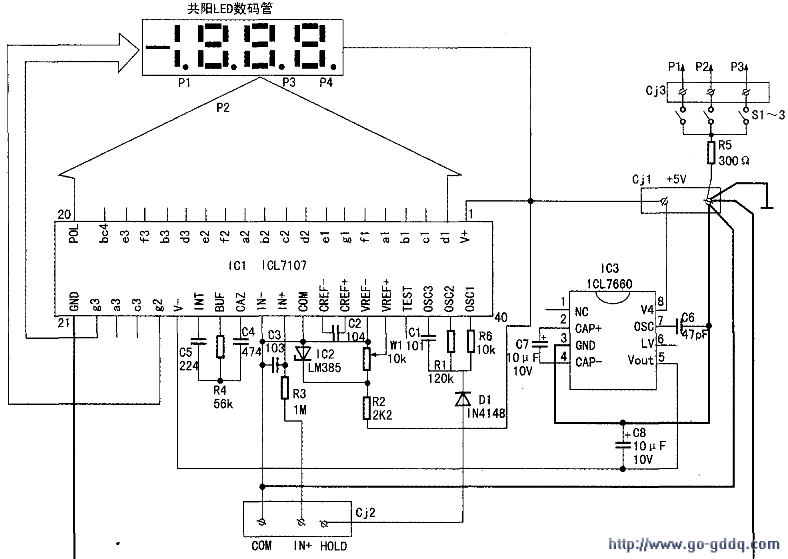 用ICL7107制作的数字表电路  第1张