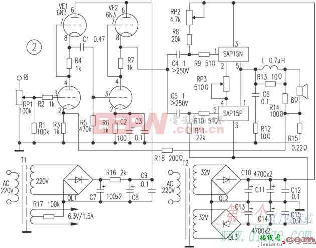 采用SAP15功放管的胆石混合机  第1张