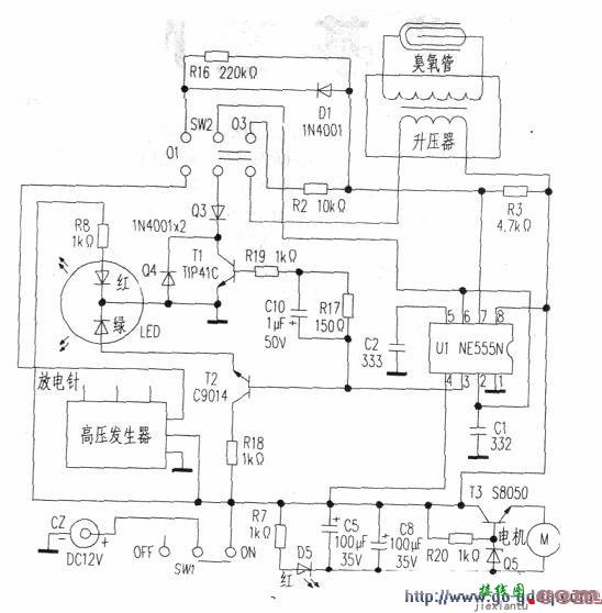 康尼牌KR-9911型电子氧吧电路  第1张