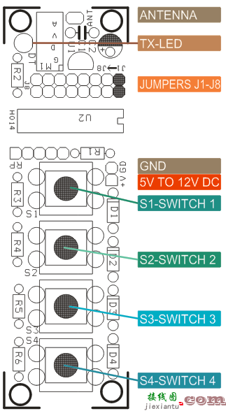 4 通道 RF 遥控器  第6张