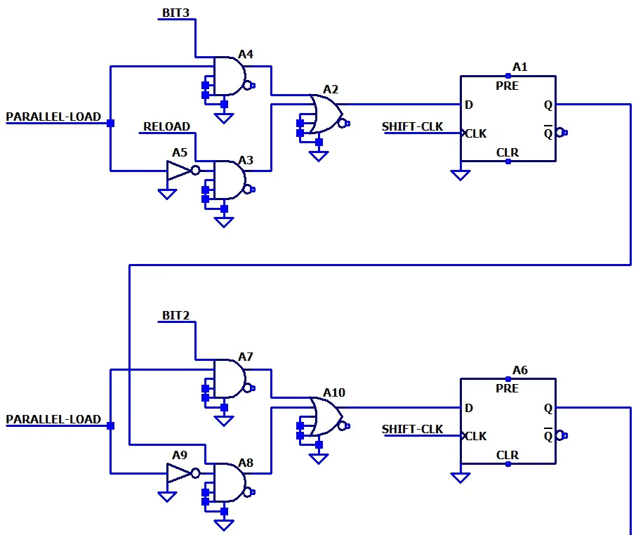 通过 LTspice 并行加载移位寄存器移动数据  第1张