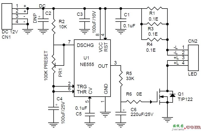 使用 555 的 LED 渐变效果/LED 频闪  第1张