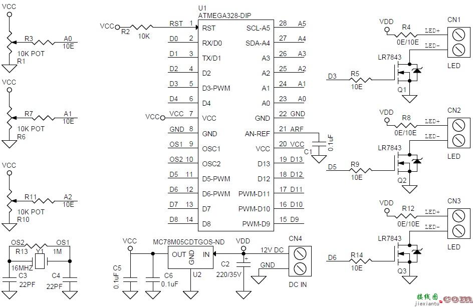 使用 ATMEGA328 的 RGB LED 控制器  第1张