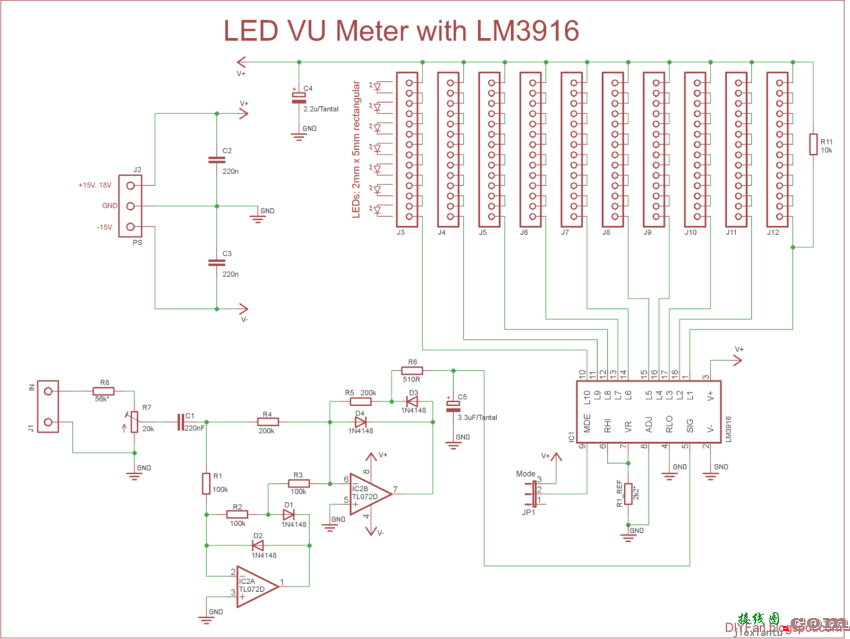 采用 LM3916 的 LED VU 表  第1张