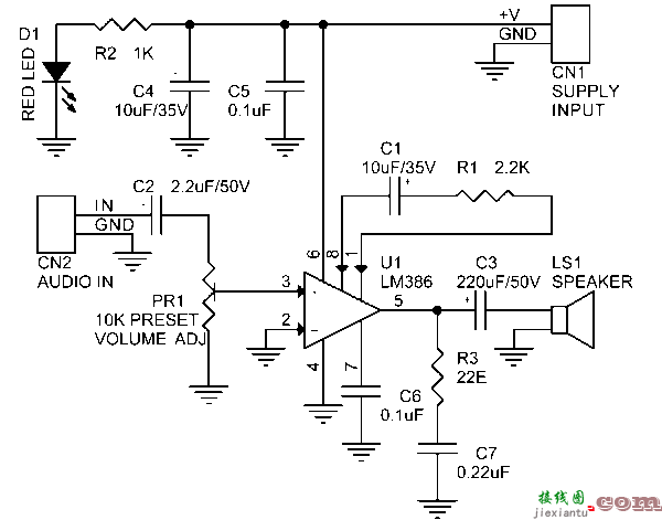 LM386 贴片音频放大器模块  第1张